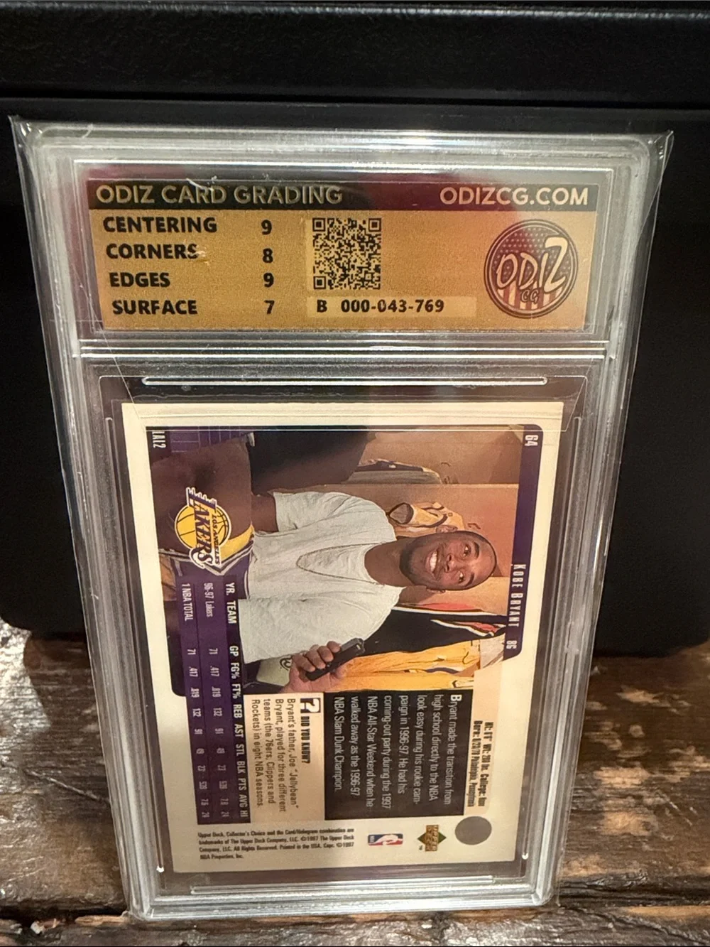 1997 UD Collector's Choice Kobe Bryant Rookie Card - Graded 8.5 -